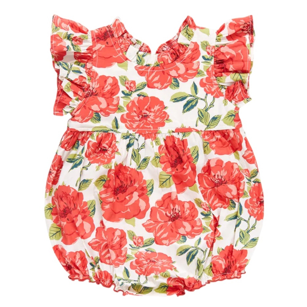 Pink Chicken Floral Bodysuit - Red and Green